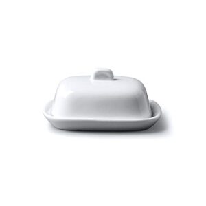 WM Bartleet & Sons White Butter Dish with Lid, Quality Porcelain. Small 10cm Dish with Lid