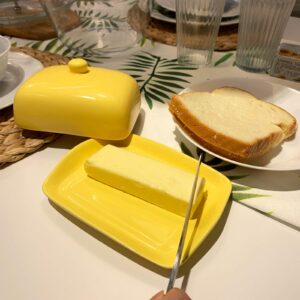 TMOST Butter Dish with Lid for countertop Ceramics Butter Keeper Container Dishwasher safe Ideal Gift for family & friends