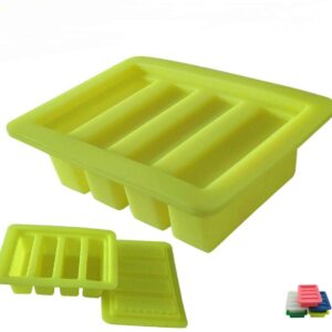 pizety butter molds Large 4 Cavities Silicone butter mold Pudding & Jello Shot Mold butter stick molds,Cheesecake, butter mold with lid Product Dimensions 7 x 5 x 2 butter mold stick (yellow)