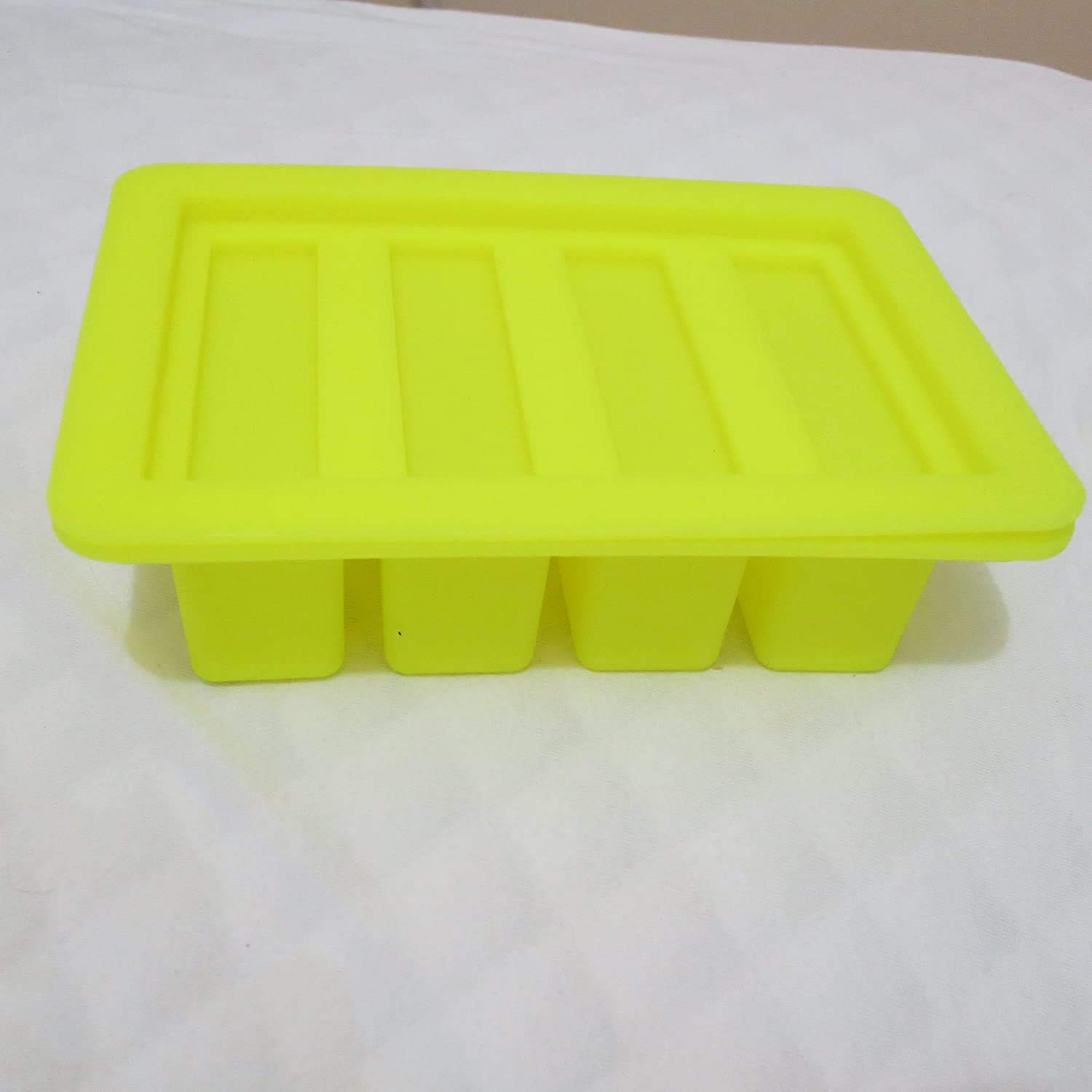 pizety butter molds Large 4 Cavities Silicone butter mold Pudding & Jello Shot Mold butter stick molds,Cheesecake, butter mold with lid Product Dimensions 7 x 5 x 2 butter mold stick (yellow)