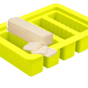 pizety butter molds Large 4 Cavities Silicone butter mold Pudding & Jello Shot Mold butter stick molds,Cheesecake, butter mold with lid Product Dimensions 7 x 5 x 2 butter mold stick (yellow)