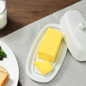 Yedio Porcelain Butter Dish with Lid White and Yellow