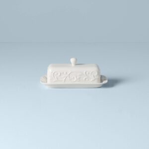 Lenox Opal Innocence Carved Butter Dish, White -