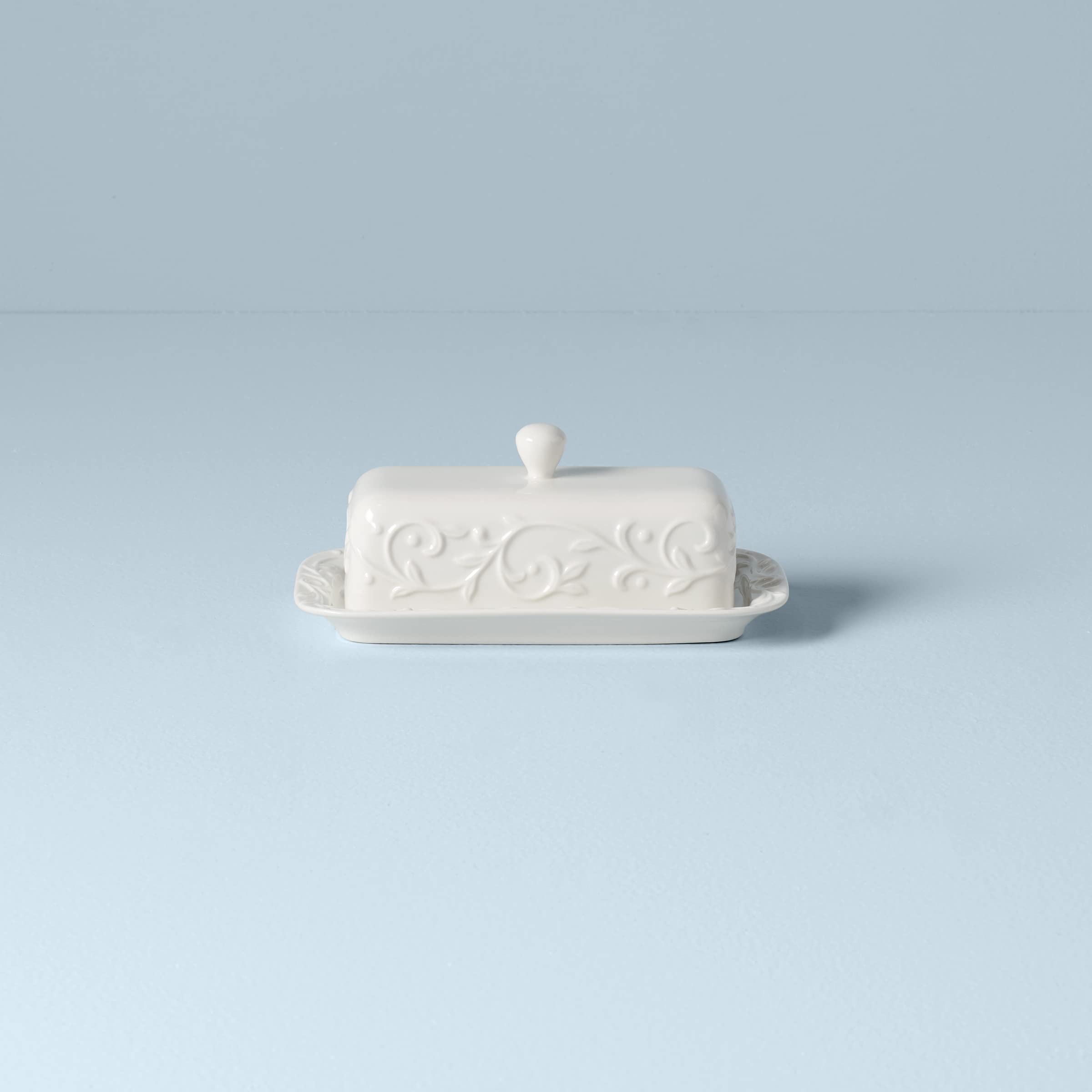 Lenox Opal Innocence Carved Butter Dish, White -