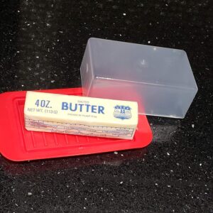 Standard Butter Dish Red Base Smoked Clear Top