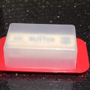 Standard Butter Dish Red Base Smoked Clear Top