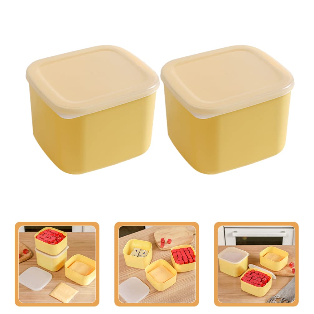 Luxshiny 2pcs Cheese Slice Holder Cheese Keeper Box Reusable Butter Box Plastic Cheese Storage Containers Airtight Fresh Keep Cheese Case with Lids for Home Kitchen Fridge