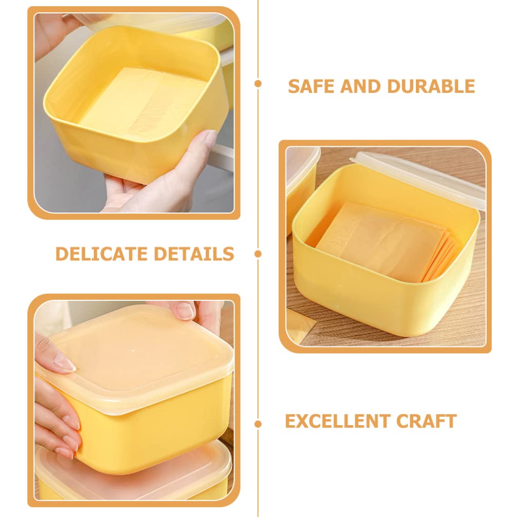 Luxshiny 2pcs Cheese Slice Holder Cheese Keeper Box Reusable Butter Box Plastic Cheese Storage Containers Airtight Fresh Keep Cheese Case with Lids for Home Kitchen Fridge