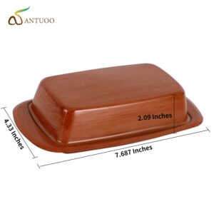 Antuoo Butter Dish with Lid for Countertop, Elegant Stainless Steel Butter Holder, Functional Butter Container for Counter (Wood-Look)