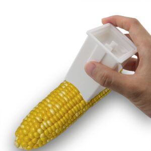 ITROLLE Corn Butter Spreader 3PCS White Plastic Cob Butterer Holder Butter Dispenser with Built-in Cover