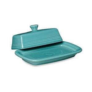 fiesta extra-large covered butter dish in turquoise