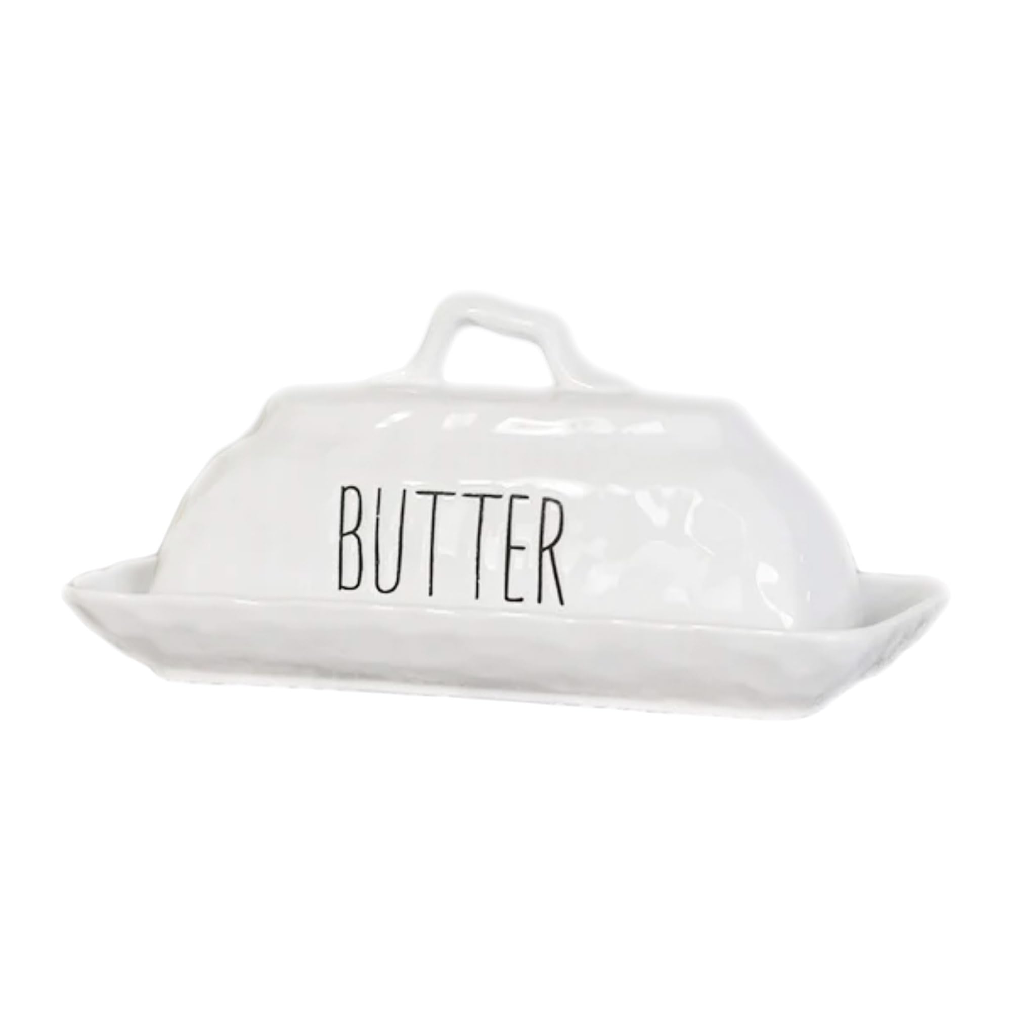 PD Home & Garden White Ceramic Farmhouse Rustic Butter Dish, 7.9 X 4 X 3.75 (HXHD022)