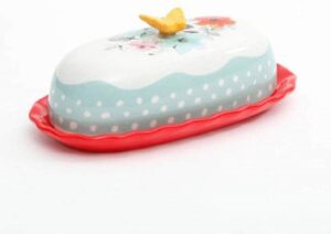 the pioneer woman flea market decorated floral 6.4" butter dish