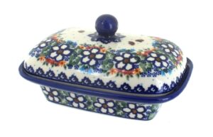 blue rose polish pottery scarlett butter tub