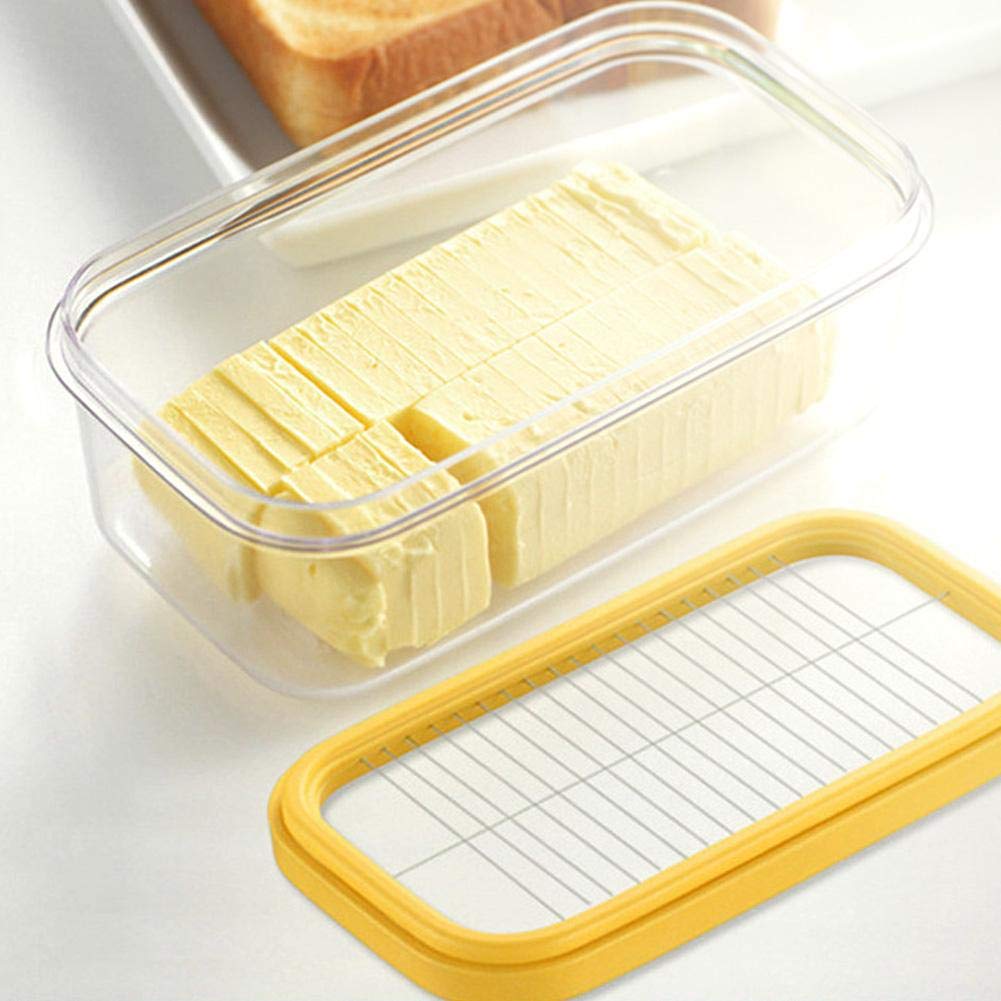 Butter Storage Box, Butter Box Cheese Container Keeper Butter Dish with Lid and Cutting Net Butter Storage Holder for Kitchen Restaurant Baking Food Storage Preservation Box, 6.7 x 3.9 x 2.8 in