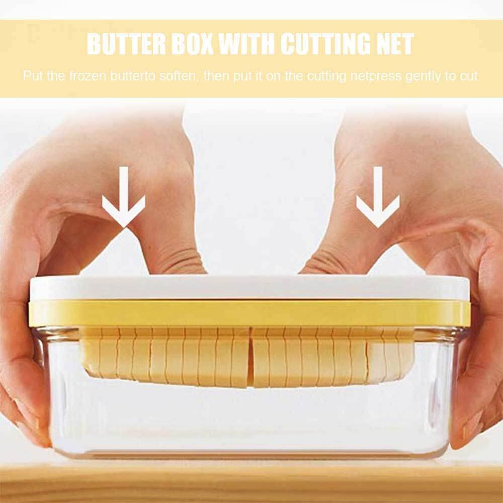 Butter Storage Box, Butter Box Cheese Container Keeper Butter Dish with Lid and Cutting Net Butter Storage Holder for Kitchen Restaurant Baking Food Storage Preservation Box, 6.7 x 3.9 x 2.8 in