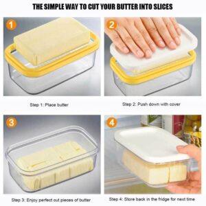 Butter Storage Box, Butter Box Cheese Container Keeper Butter Dish with Lid and Cutting Net Butter Storage Holder for Kitchen Restaurant Baking Food Storage Preservation Box, 6.7 x 3.9 x 2.8 in