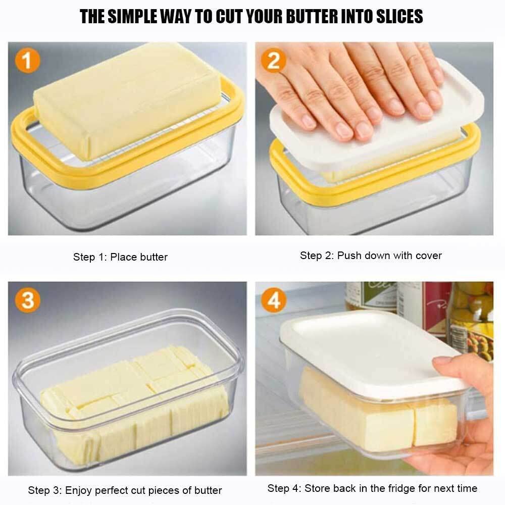 Butter Storage Box, Butter Box Cheese Container Keeper Butter Dish with Lid and Cutting Net Butter Storage Holder for Kitchen Restaurant Baking Food Storage Preservation Box, 6.7 x 3.9 x 2.8 in