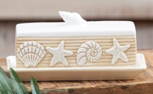 ivory shells ceramic butter dish