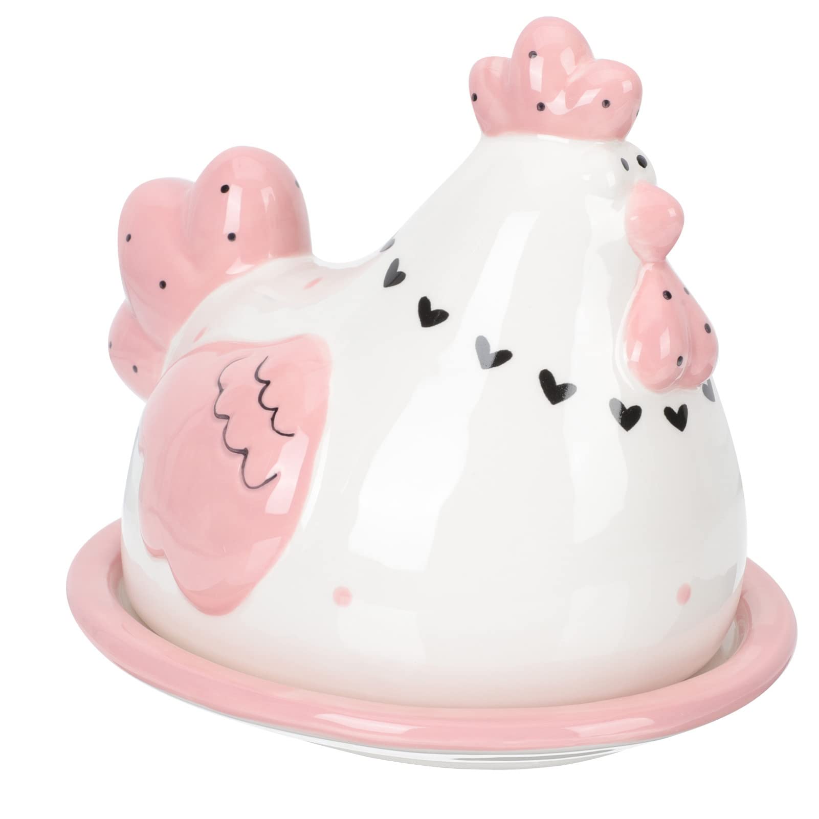 Cabilock Chicken Butter Dish with Lid Animal Covered Butter Dish Ceramic Butter Keeper Butter Container Butter Box for Kitchen Countertop