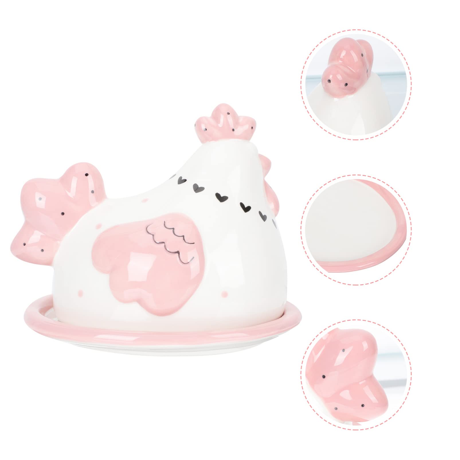 Cabilock Chicken Butter Dish with Lid Animal Covered Butter Dish Ceramic Butter Keeper Butter Container Butter Box for Kitchen Countertop