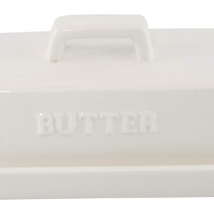 HOME-X Classic Butter Dish, Butter Dish with Cover, Farmhouse Dish for Stick of Butter, Butter Crock, 6 ¾”L x 3 ¼”W x 3" H, White