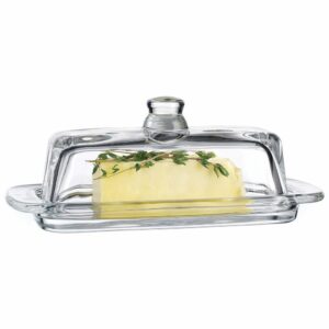 home essentials home essentials & beyond 8965 tablesetter butter dish with knob, lg standard