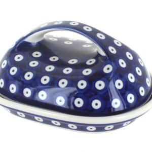 Blue Rose Polish Pottery Dots Butter Dish