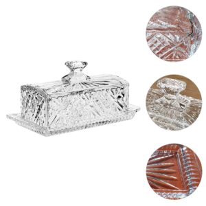 DOITOOL Farmhouse Butter Dish Glass Butter Dish with Lid Butter Keeper Cream Cheese Dish Crystal Butter Tray Serving Dessert Tray Bowl for Cream Cheese Cake Salad Candy Foods Butter Holder