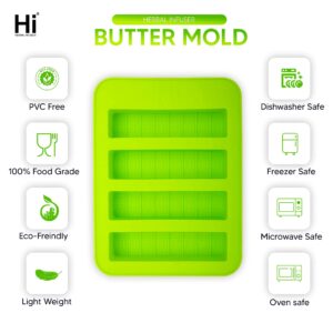 HI Butter Mold Silicone, Butter Mold Dishwasher Clean, Silicone Butter Mold for 4 Butter Sticks, Butter Molds Measuring 1 full stick of butter|8 tablespoons
