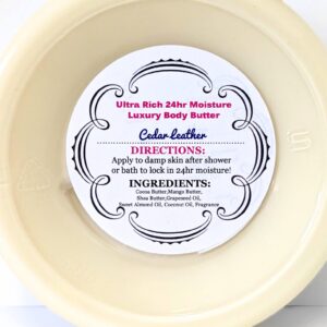 Just Whipped Haircare|Ultra Rich 24 Hr Luxury Body Butter-8 Oz.| Moisturizing| Free of Parabens, Sulfates, Silicones, Pthylates (Cedar Leather)