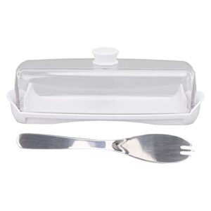plastic butter dish with lid for countertop, butter container with knife for butter storage, butter holder for refrigerators, butter mold(transparent)