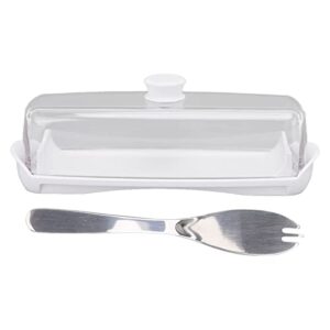 Plastic Butter Dish with Lid for Countertop, Butter Container with Knife for Butter Storage, Butter Holder for Refrigerators, Butter Mold(Transparent)