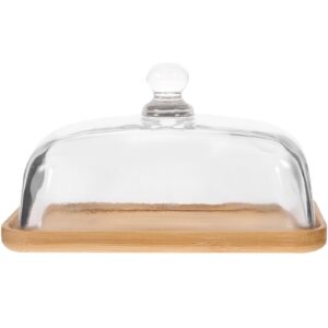 luxshiny butter tray 1 set of butter dish with lid clear butter dish with handle glass dessert tray cake plate butter box butter keeper container baking dish for kitchen style b glass butter dish