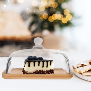 Luxshiny Butter Tray 1 Set of Butter Dish with Lid Clear Butter Dish with Handle Glass Dessert Tray Cake Plate Butter Box Butter Keeper Container Baking Dish for Kitchen Style B Glass Butter Dish