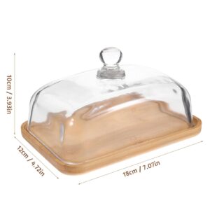 Luxshiny Butter Tray 1 Set of Butter Dish with Lid Clear Butter Dish with Handle Glass Dessert Tray Cake Plate Butter Box Butter Keeper Container Baking Dish for Kitchen Style B Glass Butter Dish