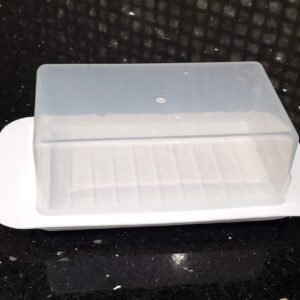 Standard Butter Dish White Base Smoked Clear Top