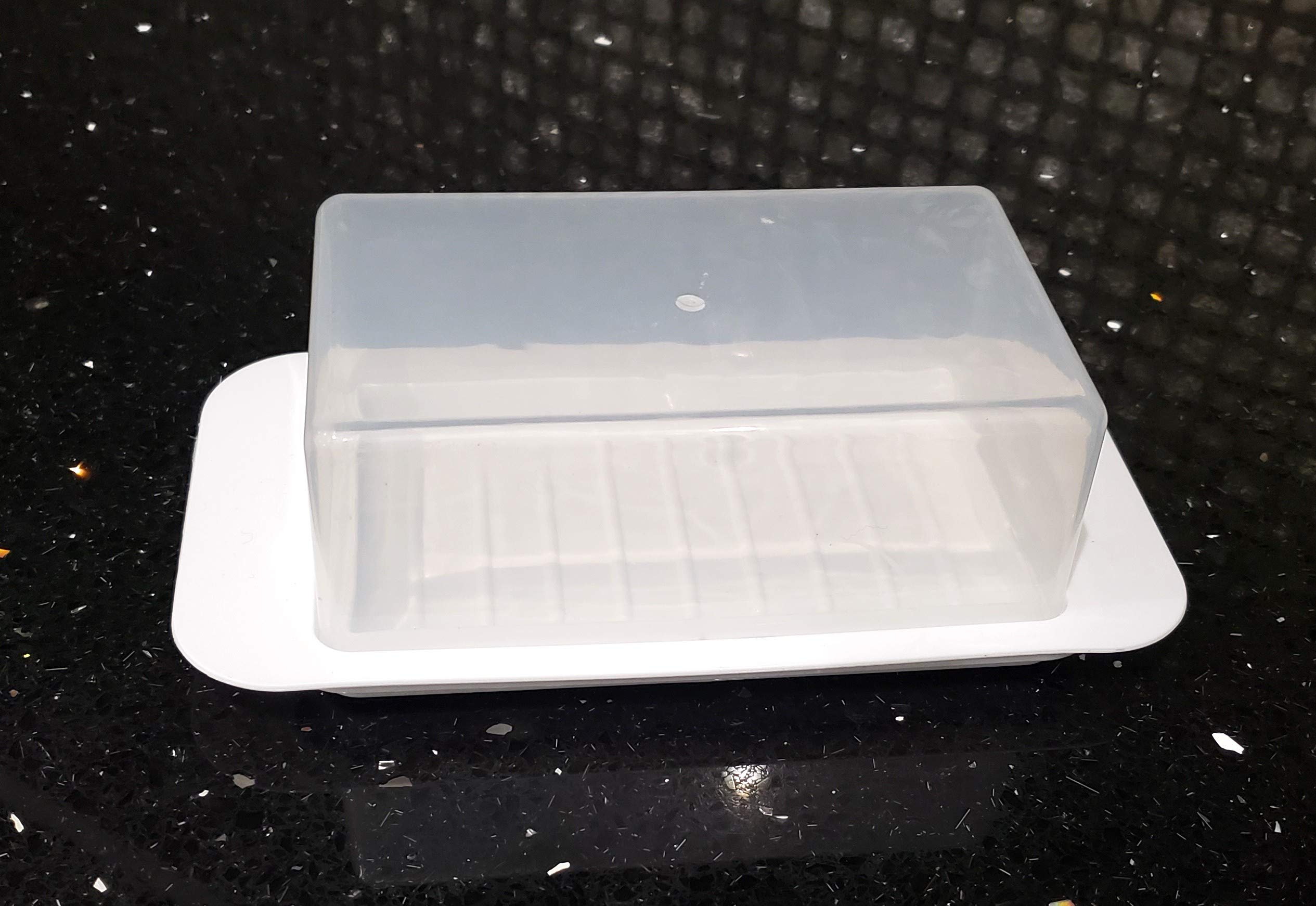 Standard Butter Dish White Base Smoked Clear Top