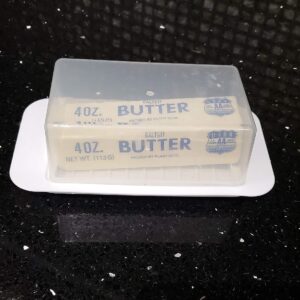 Standard Butter Dish White Base Smoked Clear Top