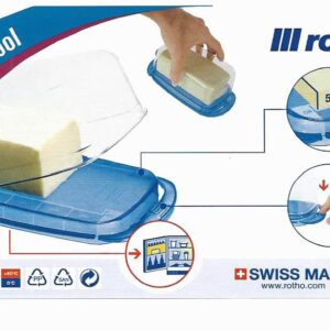 Sana Enterprises Butter Dish (Blue) with Lid (Clear) Lightweight Butter Keeper with Cooling Pack for Keeping Butter, Margarine, Spreads, Or Cheeses Cool and Fresh, Ideal for inside & outside Dining