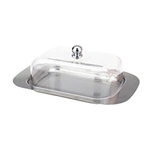 style 02 (color: b 18x12x7cm) stainless steel oval butter dish box container shiny 8376-234 cheese bread server storage keeper tray butter container with hold lid stainless steel oval butter dish box