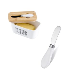 hasense butter knife and white butter dish bundle