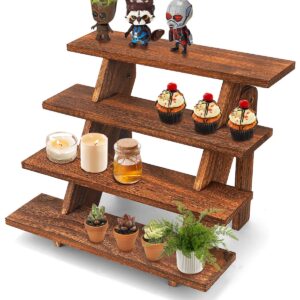 Manspdier Wooden Display Stand Wood Cupcake Stands Tool Free, Rustic Risers for Display Ideal Craft Funko Pop Shelves Table Display Stand for Vendors Wood Riser