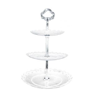 artliving 3-tier plastic cake stand-dessert stand-cupcake stand-tea party serving platter clear silver