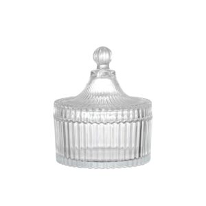 Glazed Glass Candy Dish with Yurt Shape Lid Cover Crystal Sugar Server Bowl Tin Candy Buffet Decorative Cookie Jar Box Bottle Food Storage Container