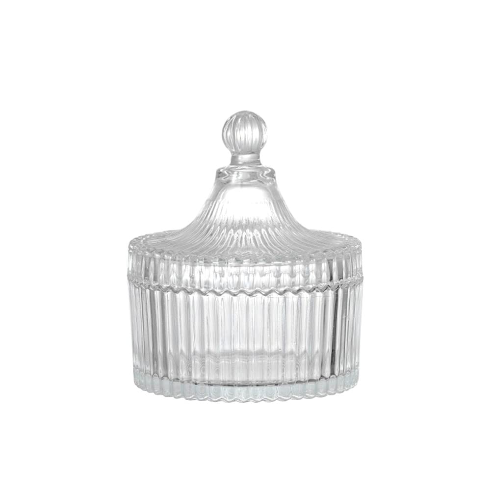 Glazed Glass Candy Dish with Yurt Shape Lid Cover Crystal Sugar Server Bowl Tin Candy Buffet Decorative Cookie Jar Box Bottle Food Storage Container