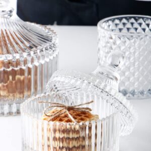 Glazed Glass Candy Dish with Yurt Shape Lid Cover Crystal Sugar Server Bowl Tin Candy Buffet Decorative Cookie Jar Box Bottle Food Storage Container