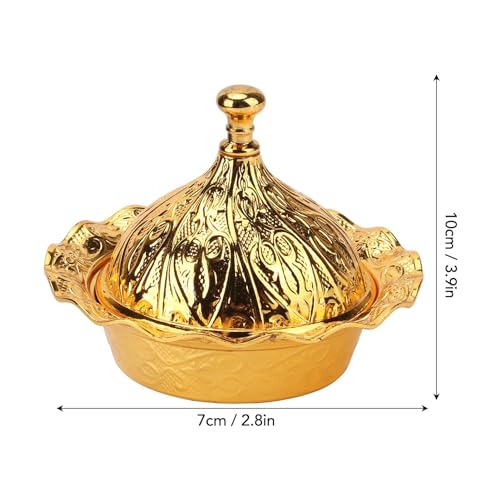Gold Sugar Bowl, Turkish Gold Candy Bowl Serving Bowl Decorative Dish Jar with Lid Gold Candy Dish Sugar Dish Vintage Fancy Copper Container for Party Wedding Decor Kitchen Buffet Gift Office Desk