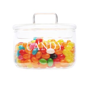 kekehome 11oz glass candy dish with lid covered candy bowl decorative cookie jar clear salad bowl buffet storage container for home kitchen coffee table office desk and party wedding