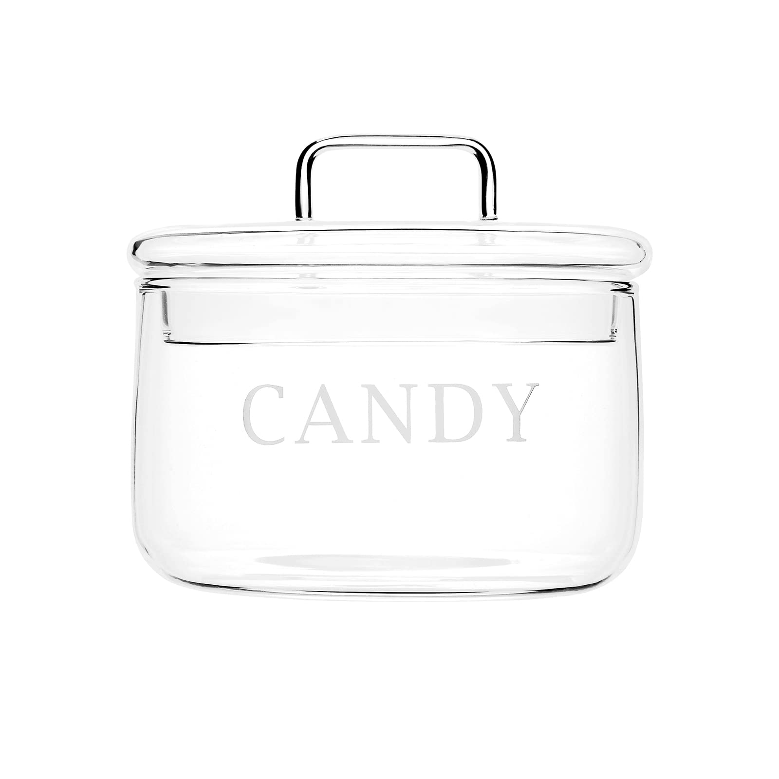 KEKEHOME 11oz Glass Candy Dish with Lid Covered Candy Bowl Decorative Cookie Jar Clear Salad Bowl Buffet Storage Container for Home Kitchen Coffee Table Office Desk and Party Wedding